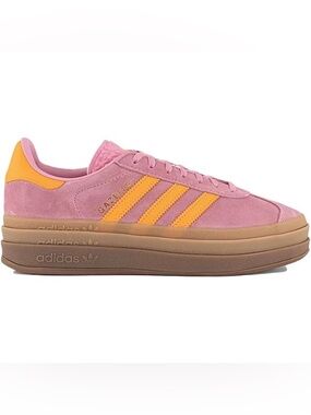 adidas Gazelle Women’s Pink Suede Sneakers with Orange Stripes
